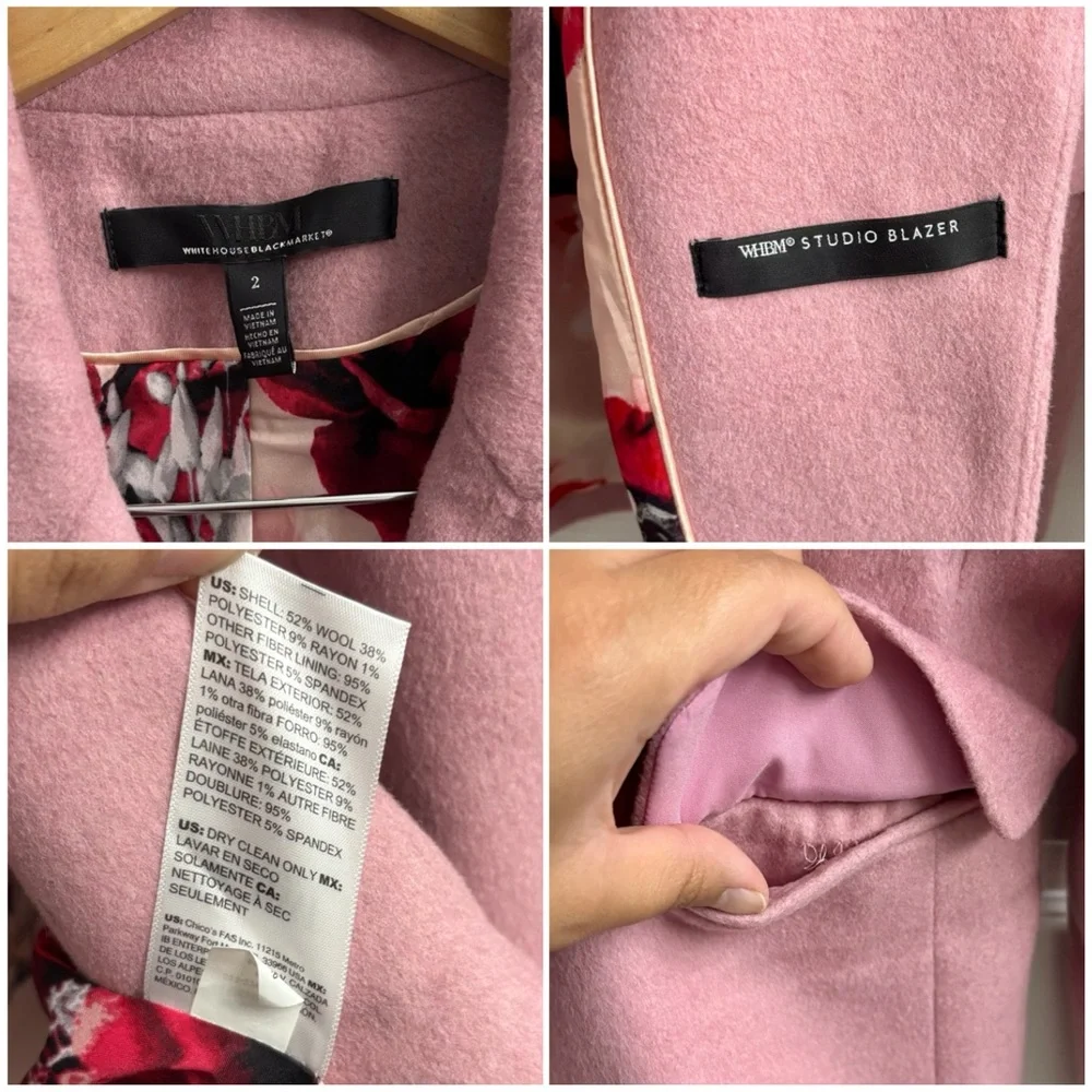 Women's Double-Breasted Pink Blazer Jacket